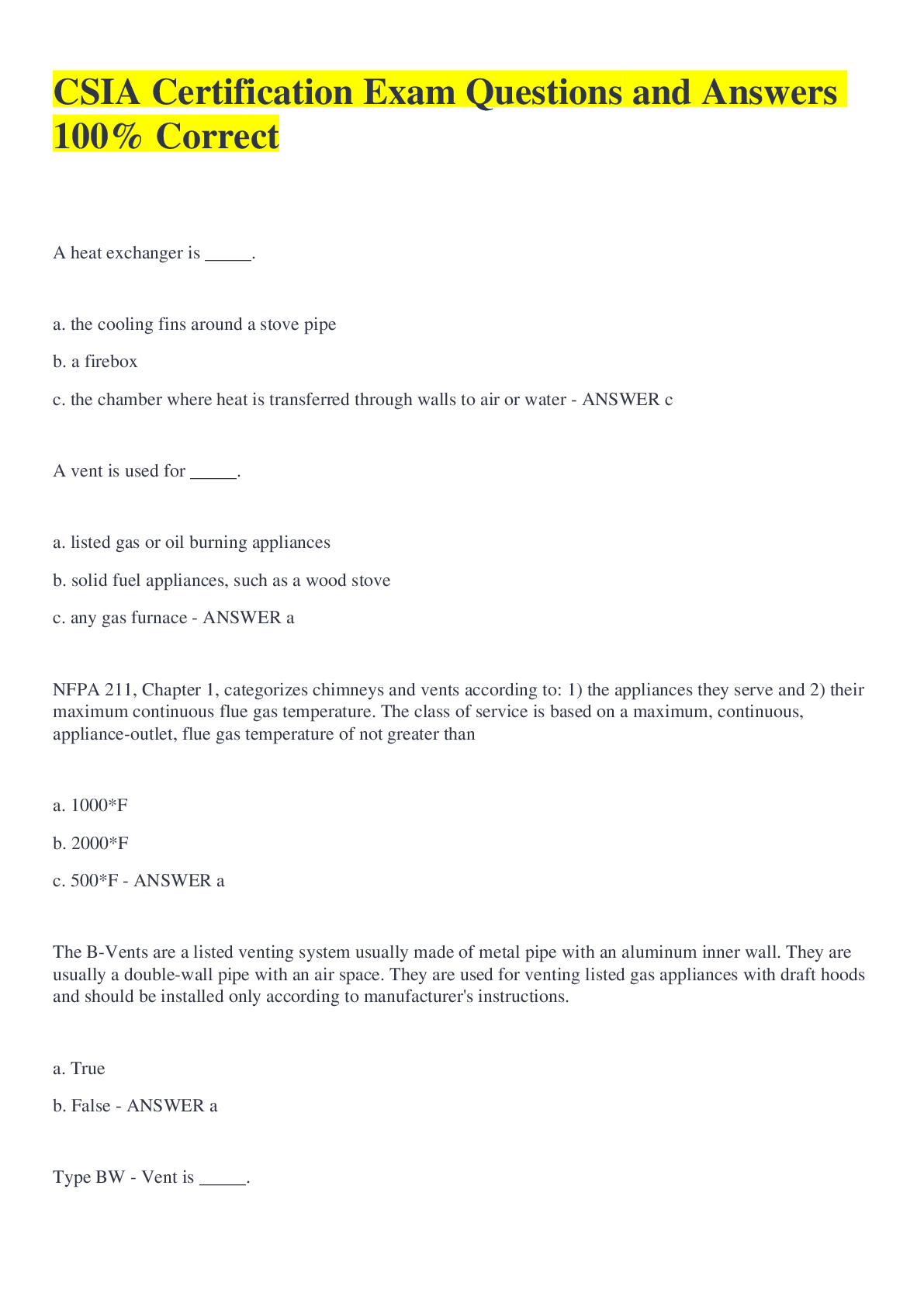 Preview image for CSIA Certification Exam Questions and Answers 100% Correct